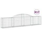 Arched Gabion Baskets 17 pcs 300x30x60/80 cm Galvanised Iron - Front View
