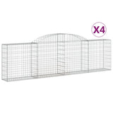 Arched Gabion Baskets 4 pcs 300x30x80/100 cm Galvanised Iron - Front View