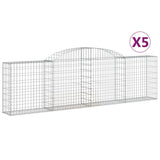 Arched Gabion Baskets 5 pcs 300x30x80/100 cm Galvanised Iron - Front View