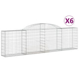 Arched Gabion Baskets 6 pcs 300x30x80/100 cm Galvanised Iron - Front View