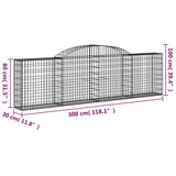 Arched Gabion Baskets 13 pcs 300x30x80/100 cm Galvanised Iron - Rear View