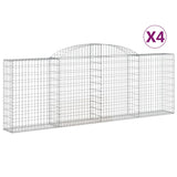 Arched Gabion Baskets 4 pcs 300x30x100/120 cm Galvanised Iron - Front View