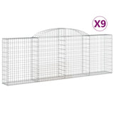 Arched Gabion Baskets 9 pcs 300x30x100/120 cm Galvanised Iron - Front View