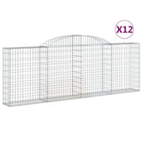 Arched Gabion Baskets 12 pcs 300x30x100/120 cm Galvanised Iron - Front View