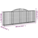 Arched Gabion Baskets 12 pcs 300x30x100/120 cm Galvanised Iron