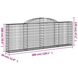 Arched Gabion Baskets 17 pcs 300x30x100/120 cm Galvanised Iron