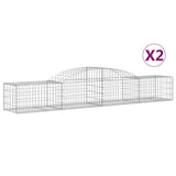 Arched Gabion Baskets 2 pcs 300x50x40/60 cm Galvanised Iron - Front View