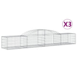 Arched Gabion Baskets 3 pcs 300x50x40/60 cm Galvanised Iron - Front View