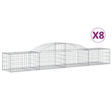 Arched Gabion Baskets 8 pcs 300x50x40/60 cm Galvanised Iron - Front View