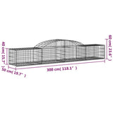 Arched Gabion Baskets 15 pcs 300x50x40/60 cm Galvanised Iron