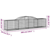 Arched Gabion Baskets 4 pcs 300x50x60/80 cm Galvanised Iron - Rear View