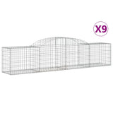 Arched Gabion Baskets 9 pcs 300x50x60/80 cm Galvanised Iron - Front View