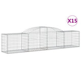 Arched Gabion Baskets 15 pcs 300x50x60/80 cm Galvanised Iron - Front View