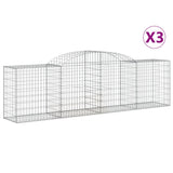 Arched Gabion Baskets 3 pcs 300x50x80/100 cm Galvanised Iron - Front View