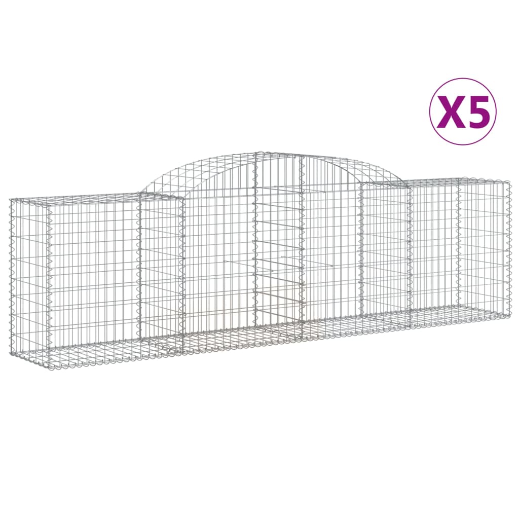 Arched Gabion Baskets 5 pcs 300x50x80/100 cm Galvanised Iron