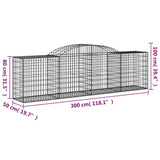 Arched Gabion Baskets 6 pcs 300x50x80/100 cm Galvanised Iron - Rear View