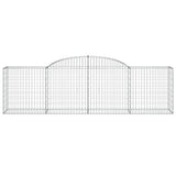Arched Gabion Baskets 7 pcs 300x50x80/100 cm Galvanised Iron - Top-Down View