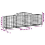 Arched Gabion Baskets 9 pcs 300x50x80/100 cm Galvanised Iron