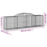 Arched Gabion Baskets 9 pcs 300x50x80/100 cm Galvanised Iron - Rear View
