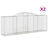 Arched Gabion Baskets 2 pcs 300x50x100/120 cm Galvanised Iron - Front View