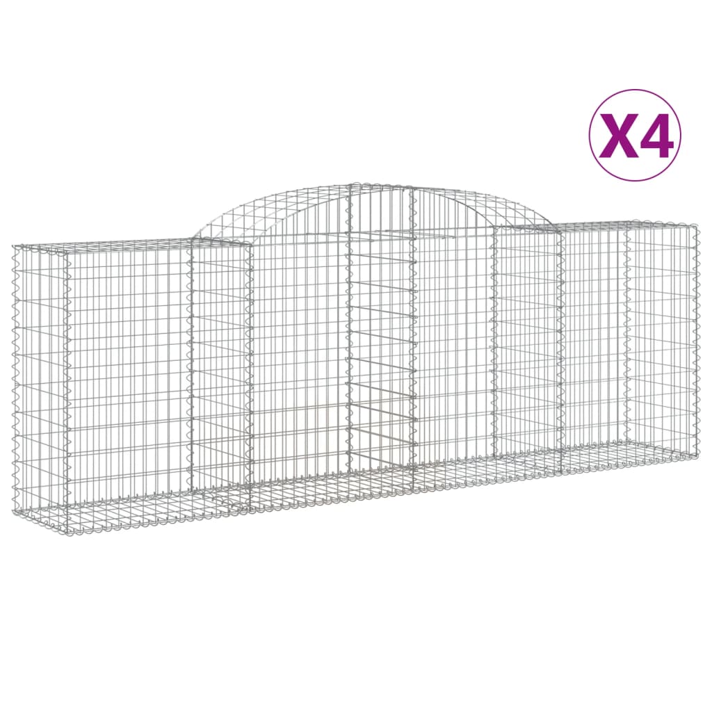 Arched Gabion Baskets 4 pcs 300x50x100/120 cm Galvanised Iron