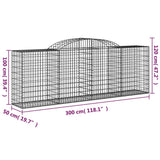 Arched Gabion Baskets 13 pcs 300x50x100/120 cm Galvanised Iron - Rear View