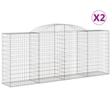 Arched Gabion Baskets 2 pcs 300x50x120/140 cm Galvanised Iron - Front View