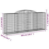 Arched Gabion Baskets 2 pcs 300x50x120/140 cm Galvanised Iron - Rear View
