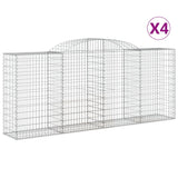 Arched Gabion Baskets 4 pcs 300x50x120/140 cm Galvanised Iron - Front View