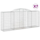 Arched Gabion Baskets 7 pcs 300x50x120/140 cm Galvanised Iron - Front View