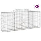 Arched Gabion Baskets 9 pcs 300x50x120/140 cm Galvanised Iron