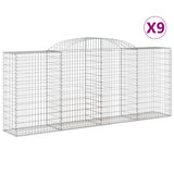 Arched Gabion Baskets 9 pcs 300x50x120/140 cm Galvanised Iron - Front View
