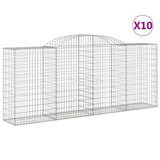 Arched Gabion Baskets 10 pcs 300x50x120/140 cm Galvanised Iron - Front View