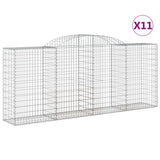 Arched Gabion Baskets 11 pcs 300x50x120/140 cm Galvanised Iron - Front View