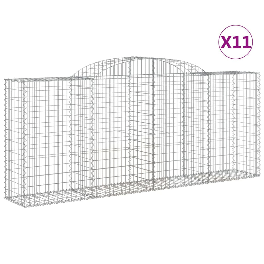 Arched Gabion Baskets 11 pcs 300x50x120/140 cm Galvanised Iron