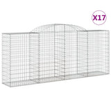Arched Gabion Baskets 17 pcs 300x50x120/140 cm Galvanised Iron - Front View