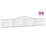 Arched Gabion Baskets 9 pcs 400x30x60/80 cm Galvanised Iron - Front View
