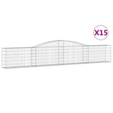 Arched Gabion Baskets 15 pcs 400x30x60/80 cm Galvanised Iron - Front View