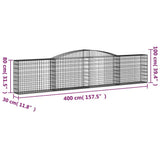 Arched Gabion Baskets 2 pcs 400x30x80/100 cm Galvanised Iron