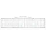 Arched Gabion Baskets 3 pcs 400x30x80/100 cm Galvanised Iron - Top-Down View
