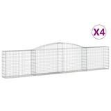 Arched Gabion Baskets 4 pcs 400x30x80/100 cm Galvanised Iron - Front View