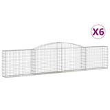 Arched Gabion Baskets 6 pcs 400x30x80/100 cm Galvanised Iron - Front View