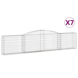 Arched Gabion Baskets 7 pcs 400x30x80/100 cm Galvanised Iron - Front View