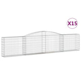 Arched Gabion Baskets 15 pcs 400x30x80/100 cm Galvanised Iron - Front View