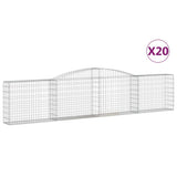 Arched Gabion Baskets 20 pcs 400x30x80/100 cm Galvanised Iron - Front View