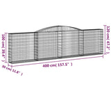 Arched Gabion Baskets 6 pcs 400x30x100/120 cm Galvanised Iron - Rear View