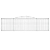 Arched Gabion Baskets 7 pcs 400x30x100/120 cm Galvanised Iron - Top-Down View
