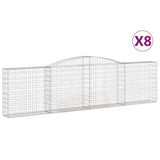 Arched Gabion Baskets 8 pcs 400x30x100/120 cm Galvanised Iron - Front View