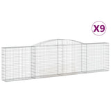Arched Gabion Baskets 9 pcs 400x30x100/120 cm Galvanised Iron - Front View
