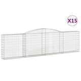 Arched Gabion Baskets 15 pcs 400x30x100/120 cm Galvanised Iron